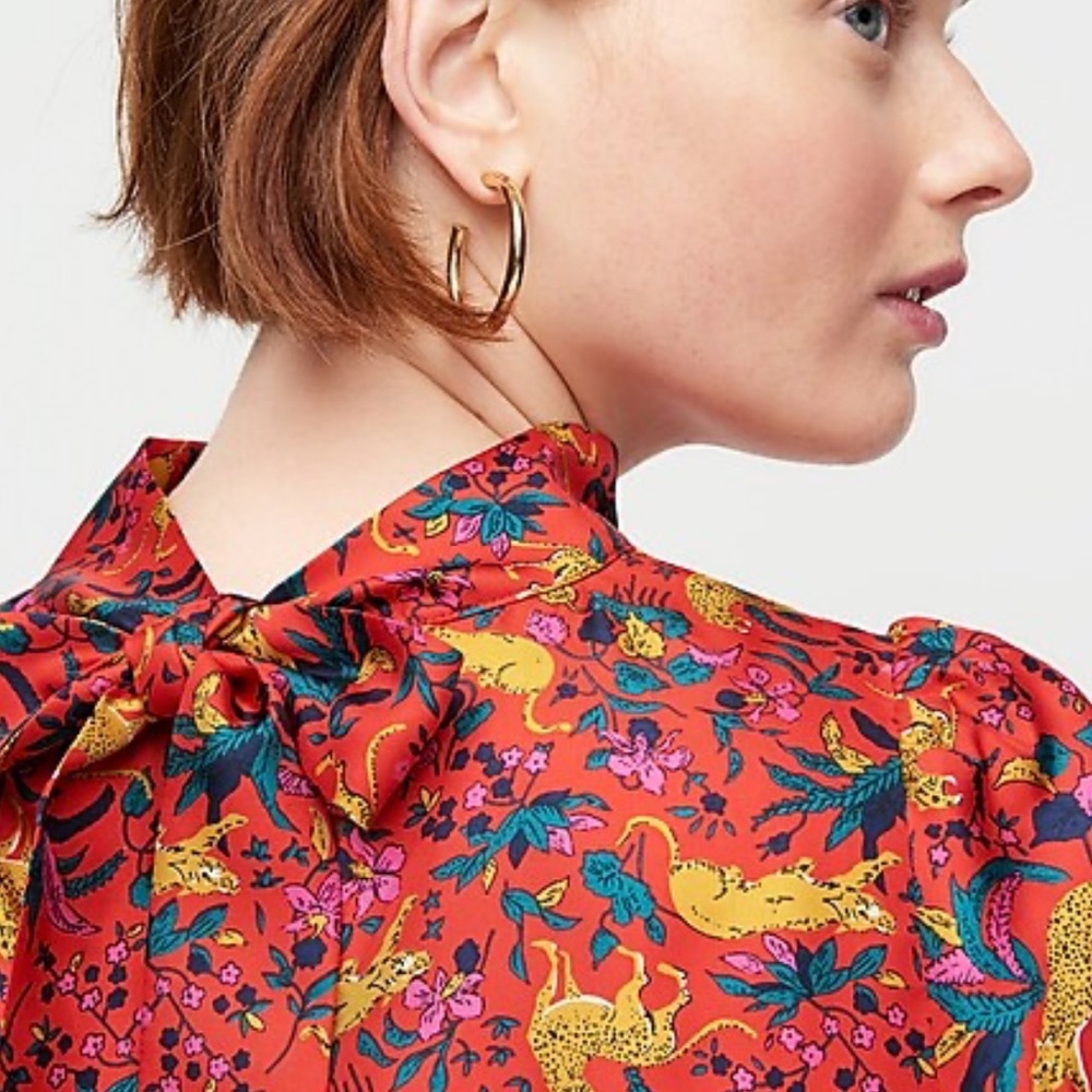 J CREW COLLECTION Silk Jungle Cat Top 6 $138 - Picture 4 of 5